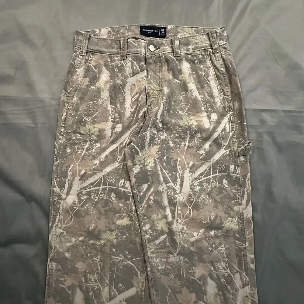 Abercrombie & Fitch Baggy Carpenter Pants Mens 30x30 Camo Workwear Utility Y2K